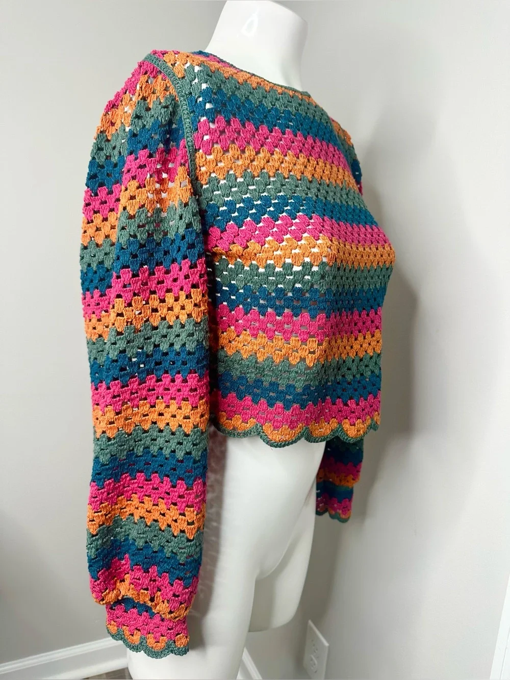 ZARA OPEN BACK CROCHET TOP- L -PRELOVED